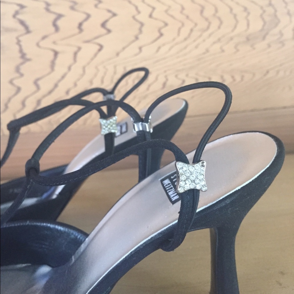 EUC STUART WEITZMAN black heels with rhinestones in original box size 7.5 - Picture 4 of 5